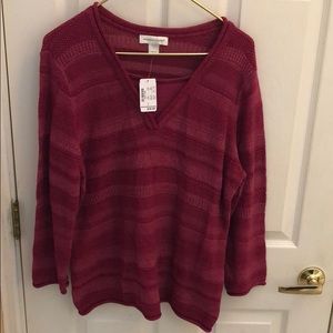 CHRISTOPHER & BANKS NWT sweater pink rose Large